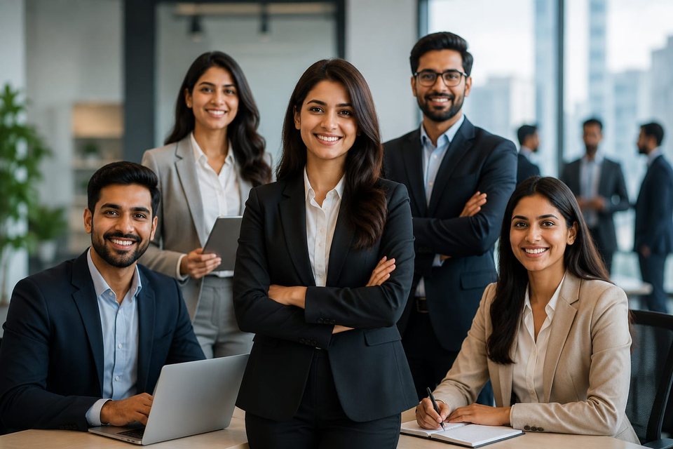 A confident, professional workplace team